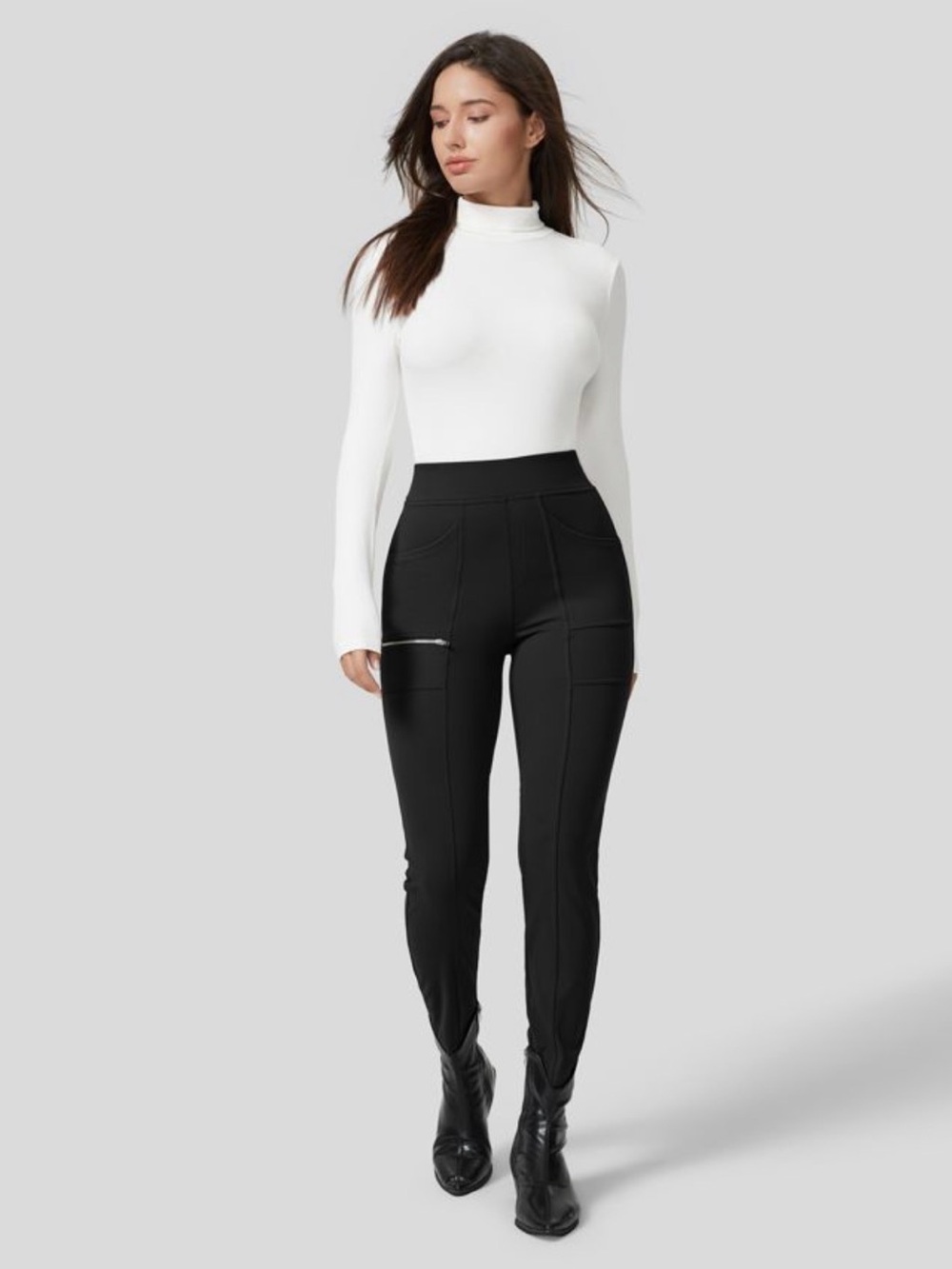 Brand New, Halara High Waisted Pockets Zipper Casual Slim Pants, Size Petite S